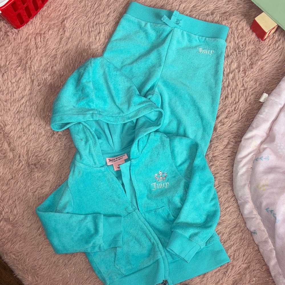Juicy Couture Kids Turquoise Hoodie and Joggers Set